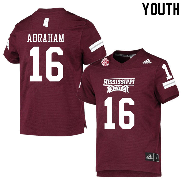 Youth #16 Jack Abraham Mississippi State Bulldogs College Football Jerseys Sale-Maroon - Click Image to Close